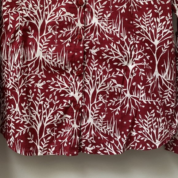 Seasalt Larissa Shirt Size UK 10 Red Long Sleeves Cotton Tree Woodland - Picture 11 of 12